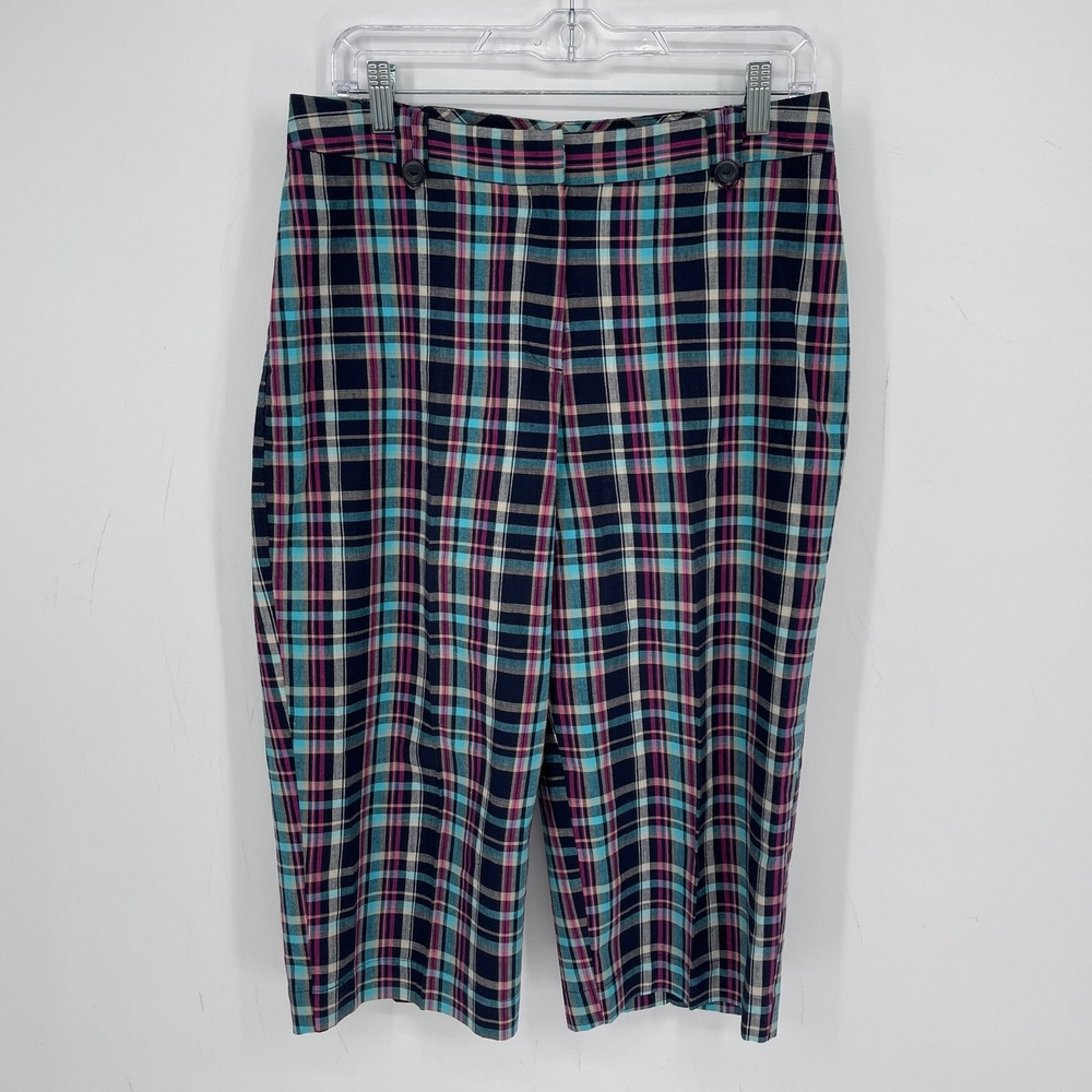 Christopher & Banks Women's Vintage Multicolor Plaid Capri Crop Pants Size 10